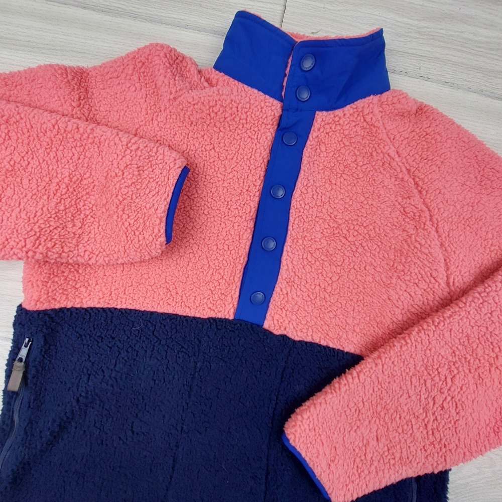 Southern Marsh Sweater Fleece Pullover Unisex Medium Pink Blue Colorblock Sherpa